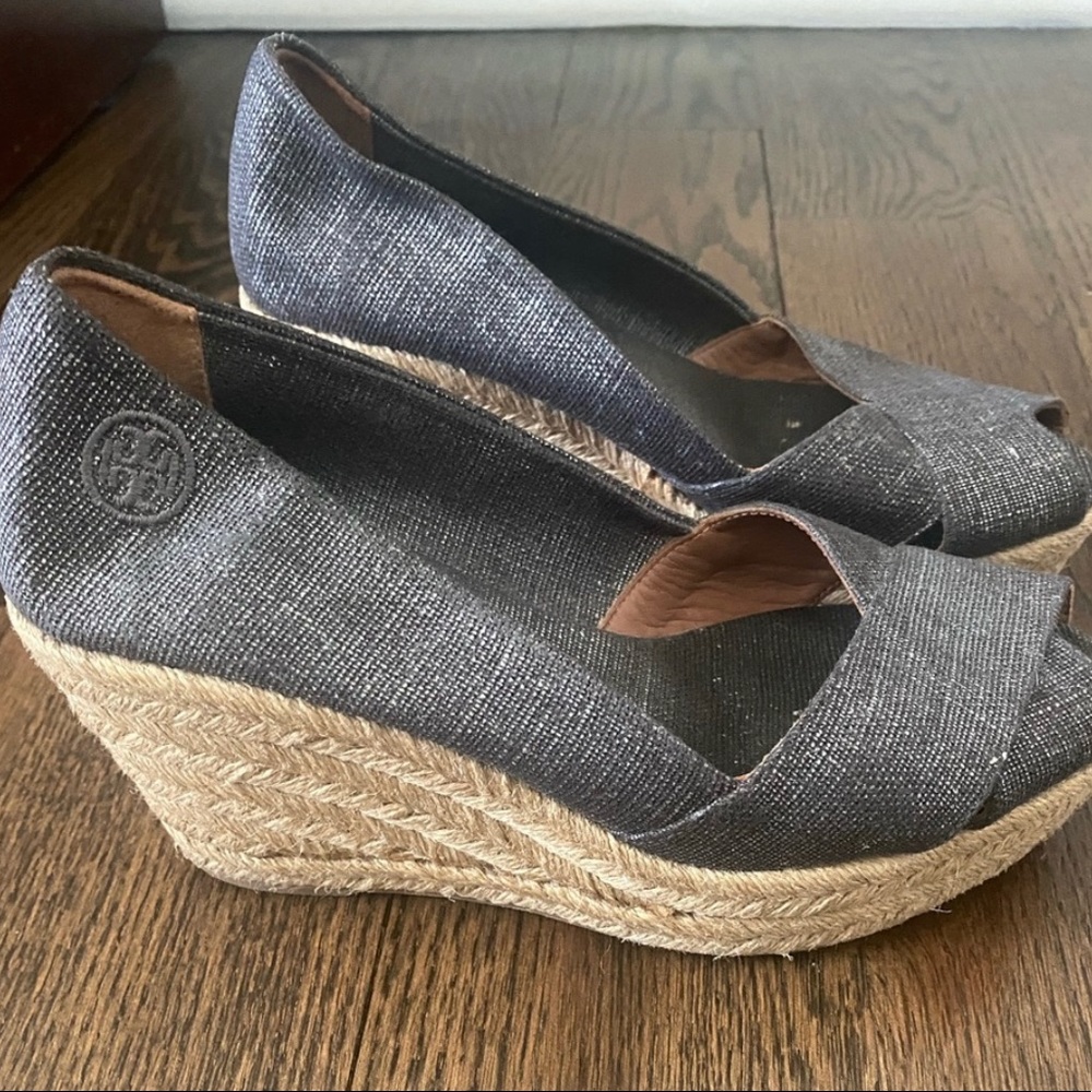 Tory Burch Filipe Wedge Pewter Silver